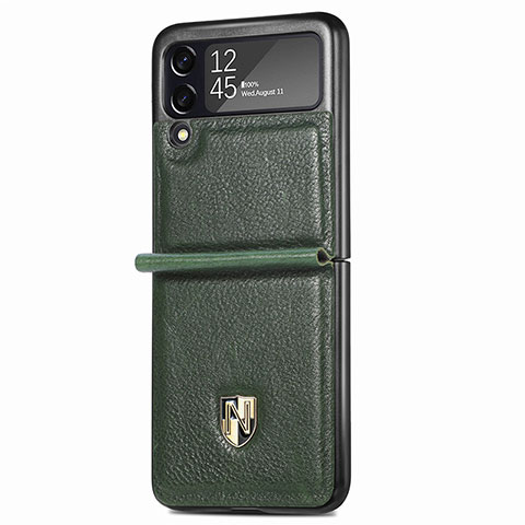 Funda Bumper Lujo Cuero y Plastico Mate Carcasa L09 para Samsung Galaxy Z Flip3 5G Verde