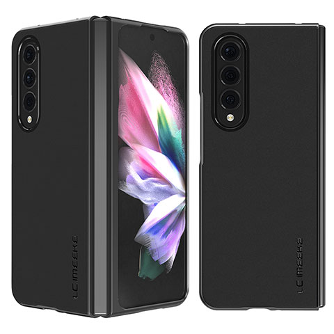 Funda Bumper Lujo Cuero y Plastico Mate Carcasa LC1 para Samsung Galaxy Z Fold3 5G Negro