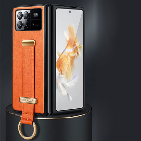 Funda Bumper Lujo Cuero y Plastico Mate Carcasa LD1 para Xiaomi Mix Fold 3 5G Naranja