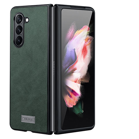 Funda Bumper Lujo Cuero y Plastico Mate Carcasa LD2 para Samsung Galaxy Z Fold5 5G Verde