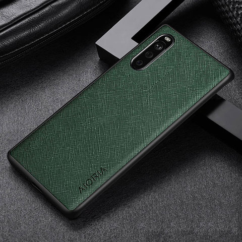 Funda Bumper Lujo Cuero y Plastico Mate Carcasa para Sony Xperia 10 III SO-52B Verde