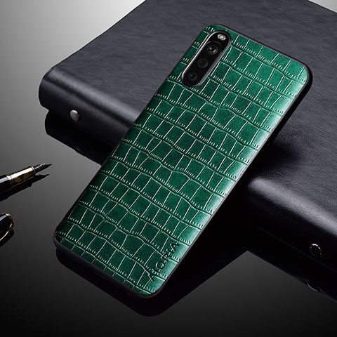 Funda Bumper Lujo Cuero y Plastico Mate Carcasa para Sony Xperia 10 IV SO-52C Verde