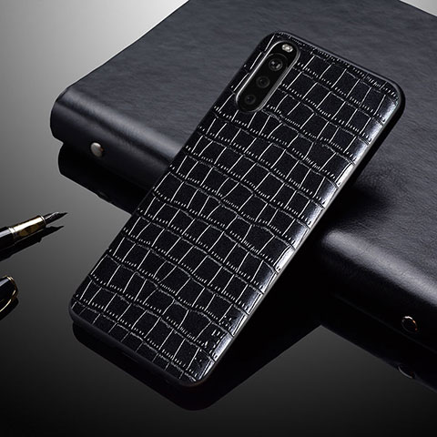 Funda Bumper Lujo Cuero y Plastico Mate Carcasa para Sony Xperia 10 IV SOG07 Negro
