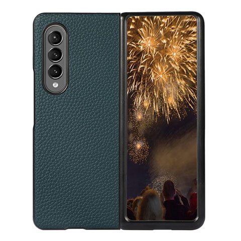 Funda Bumper Lujo Cuero y Plastico Mate Carcasa R03 para Samsung Galaxy Z Fold4 5G Verde