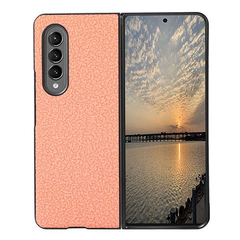 Funda Bumper Lujo Cuero y Plastico Mate Carcasa R04 para Samsung Galaxy Z Fold3 5G Rosa