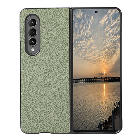 Funda Bumper Lujo Cuero y Plastico Mate Carcasa R04 para Samsung Galaxy Z Fold3 5G Verde