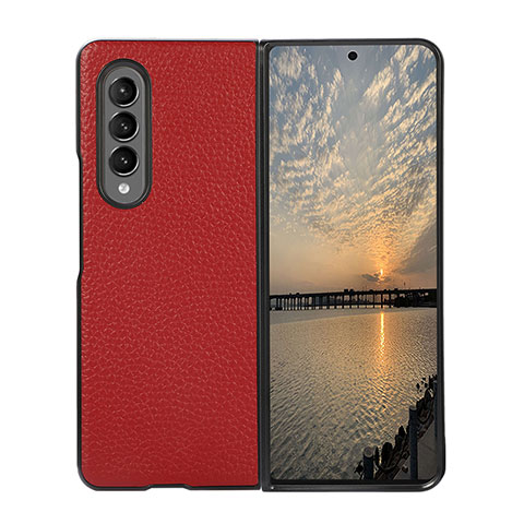 Funda Bumper Lujo Cuero y Plastico Mate Carcasa R05 para Samsung Galaxy Z Fold4 5G Rojo