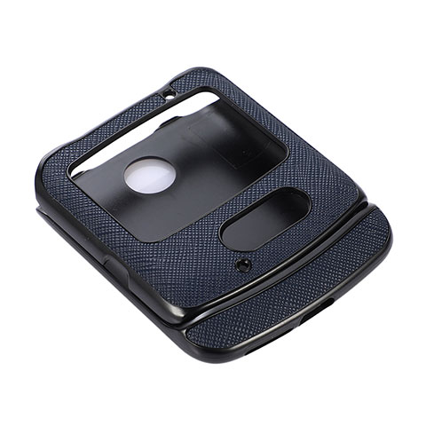 Funda Bumper Lujo Cuero y Plastico Mate Carcasa S01 para Motorola Moto RAZR (2022) 5G Azul