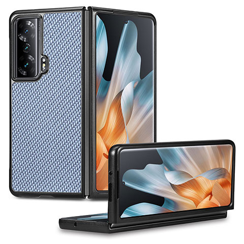 Funda Bumper Lujo Cuero y Plastico Mate Carcasa S01D para Huawei Honor Magic Vs 5G Azul