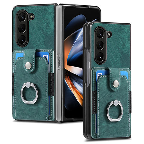 Funda Bumper Lujo Cuero y Plastico Mate Carcasa S01D para Samsung Galaxy Z Fold5 5G Verde