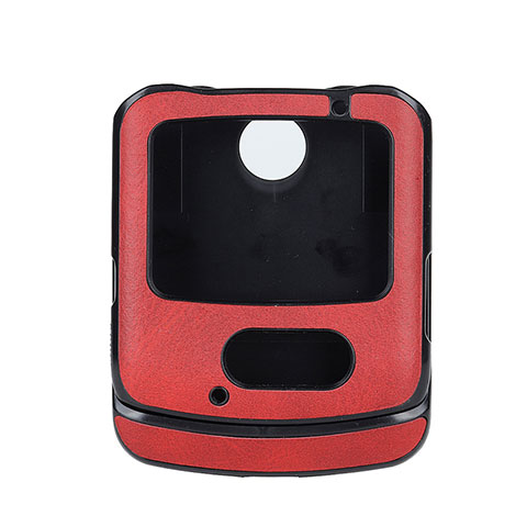 Funda Bumper Lujo Cuero y Plastico Mate Carcasa S02 para Motorola Moto RAZR (2022) 5G Rojo