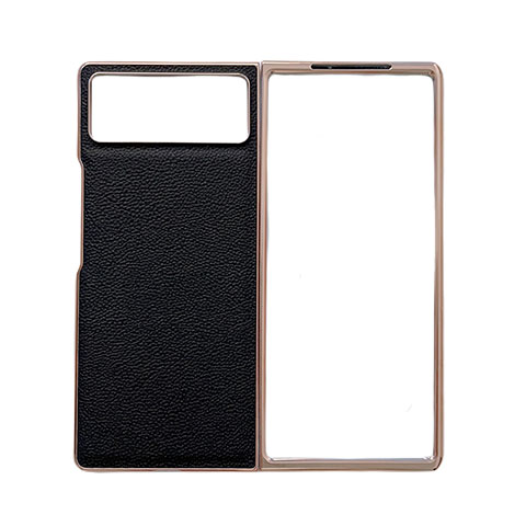 Funda Bumper Lujo Cuero y Plastico Mate Carcasa S02 para Xiaomi Mix Fold 2 5G Negro