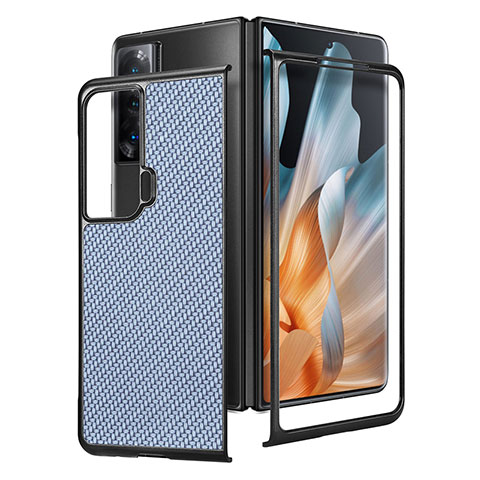 Funda Bumper Lujo Cuero y Plastico Mate Carcasa S02D para Huawei Honor Magic Vs 5G Azul