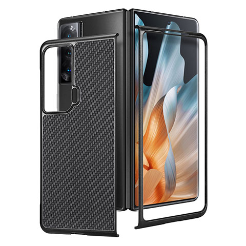 Funda Bumper Lujo Cuero y Plastico Mate Carcasa S02D para Huawei Honor Magic Vs 5G Negro