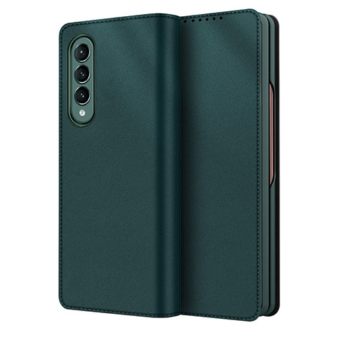 Funda Bumper Lujo Cuero y Plastico Mate Carcasa S03 para Samsung Galaxy Z Fold3 5G Verde