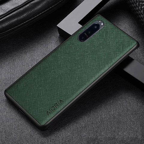 Funda Bumper Lujo Cuero y Plastico Mate Carcasa S03 para Sony Xperia 1 IV Verde