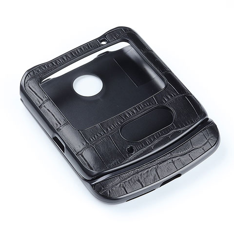 Funda Bumper Lujo Cuero y Plastico Mate Carcasa S04 para Motorola Moto RAZR (2022) 5G Negro