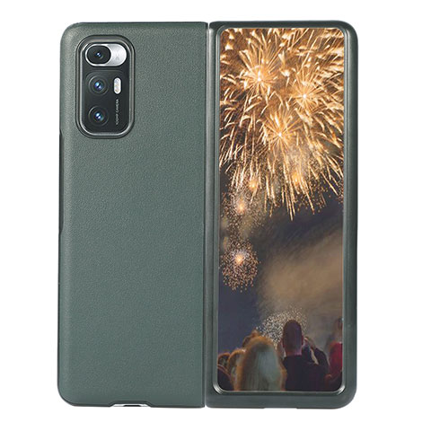 Funda Bumper Lujo Cuero y Plastico Mate Carcasa S04 para Xiaomi Mix Fold 5G Verde