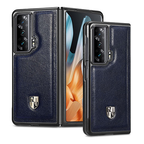 Funda Bumper Lujo Cuero y Plastico Mate Carcasa S04D para Huawei Honor Magic Vs Ultimate 5G Azul