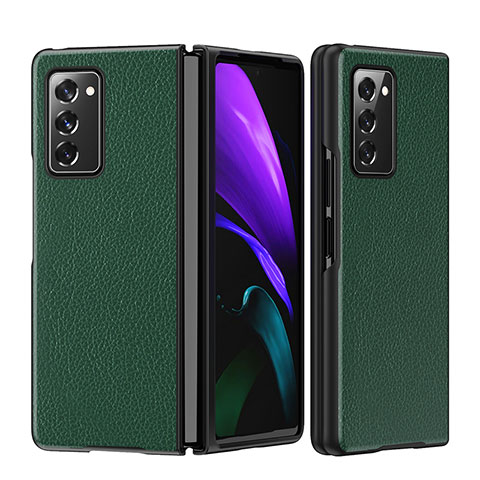 Funda Bumper Lujo Cuero y Plastico Mate Carcasa S06 para Samsung Galaxy Z Fold2 5G Verde