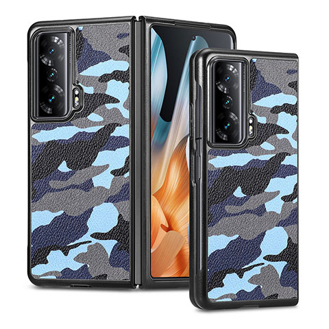 Funda Bumper Lujo Cuero y Plastico Mate Carcasa S06D para Huawei Honor Magic Vs 5G Azul