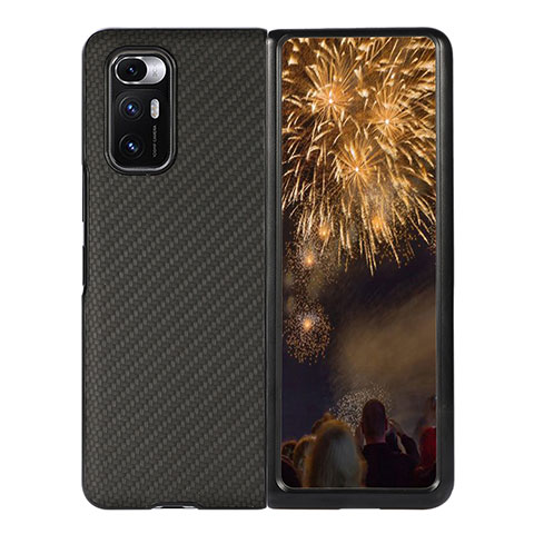 Funda Bumper Lujo Cuero y Plastico Mate Carcasa S07 para Xiaomi Mix Fold 5G Negro