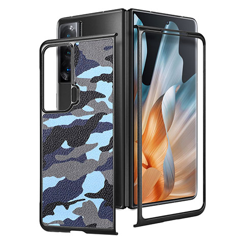 Funda Bumper Lujo Cuero y Plastico Mate Carcasa S07D para Huawei Honor Magic Vs 5G Azul