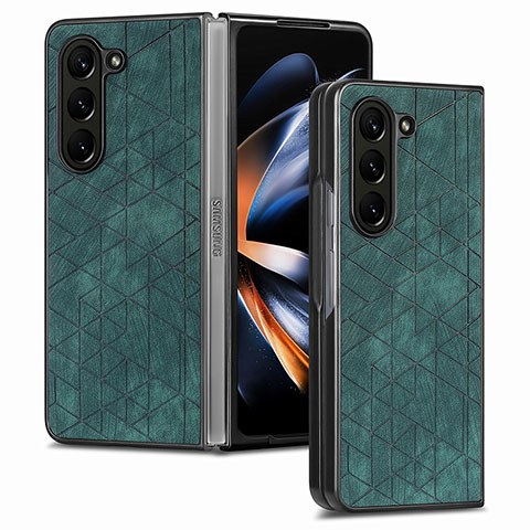 Funda Bumper Lujo Cuero y Plastico Mate Carcasa S07D para Samsung Galaxy Z Fold5 5G Verde