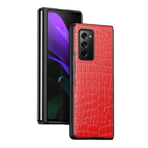 Funda Bumper Lujo Cuero y Plastico Mate Carcasa S08 para Samsung Galaxy Z Fold2 5G Rojo