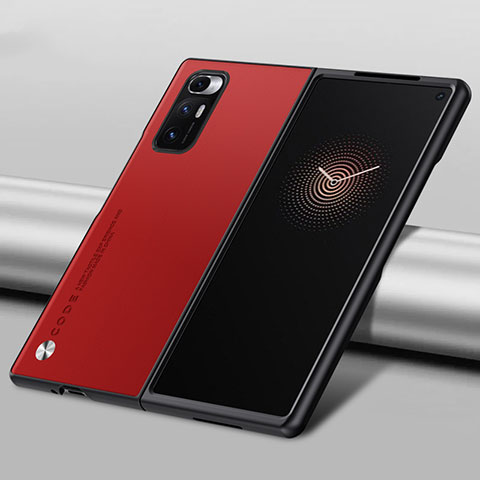 Funda Bumper Lujo Cuero y Plastico Mate Carcasa S09 para Xiaomi Mix Fold 5G Rojo