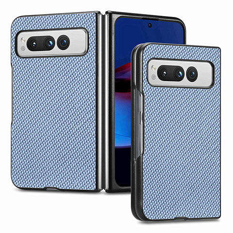 Funda Bumper Lujo Cuero y Plastico Mate Carcasa SD1 para Google Pixel Fold 5G Azul