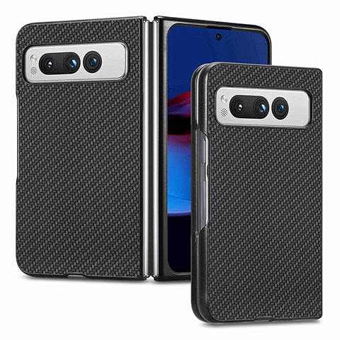 Funda Bumper Lujo Cuero y Plastico Mate Carcasa SD1 para Google Pixel Fold 5G Negro