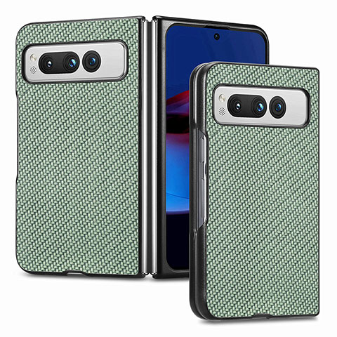 Funda Bumper Lujo Cuero y Plastico Mate Carcasa SD1 para Google Pixel Fold 5G Verde