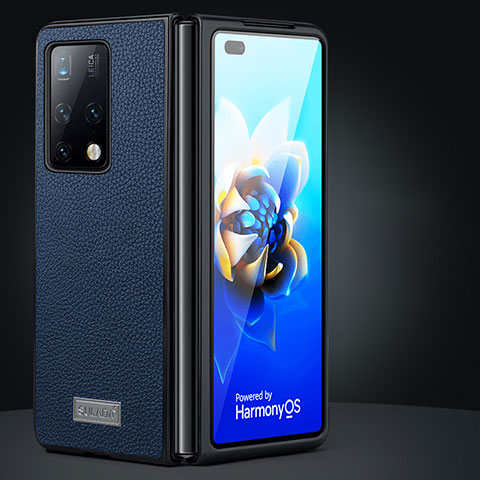 Funda Bumper Lujo Cuero y Plastico Mate Carcasa SD1 para Huawei Mate X2 Azul