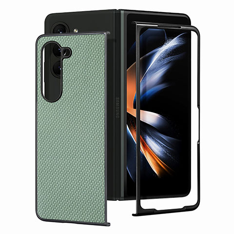 Funda Bumper Lujo Cuero y Plastico Mate Carcasa SD1 para Samsung Galaxy Z Fold5 5G Verde