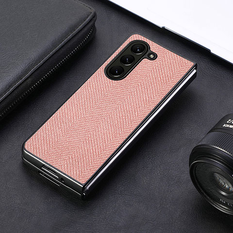 Funda Bumper Lujo Cuero y Plastico Mate Carcasa SD10 para Samsung Galaxy Z Fold5 5G Rosa