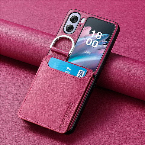 Funda Bumper Lujo Cuero y Plastico Mate Carcasa SD13 para Oppo Find N2 Flip 5G Morado