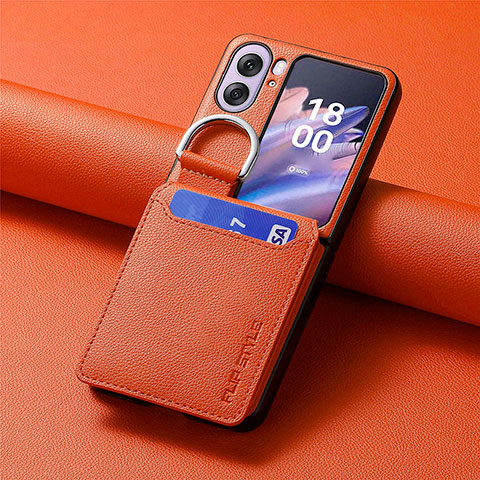 Funda Bumper Lujo Cuero y Plastico Mate Carcasa SD13 para Oppo Find N2 Flip 5G Naranja