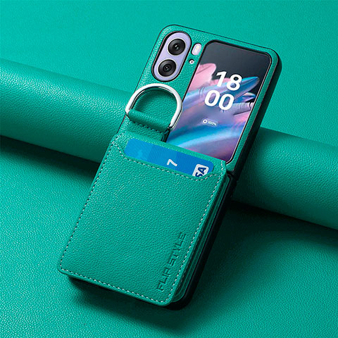 Funda Bumper Lujo Cuero y Plastico Mate Carcasa SD13 para Oppo Find N2 Flip 5G Verde