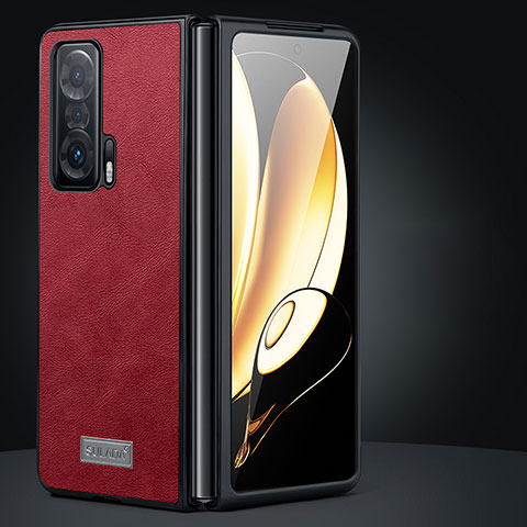 Funda Bumper Lujo Cuero y Plastico Mate Carcasa SD2 para Huawei Honor Magic Vs 5G Rojo