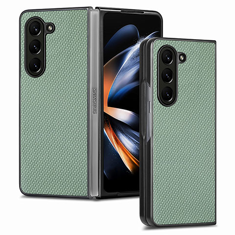 Funda Bumper Lujo Cuero y Plastico Mate Carcasa SD2 para Samsung Galaxy Z Fold5 5G Verde