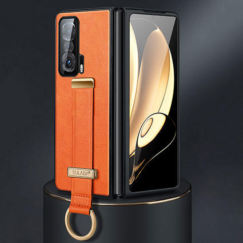 Funda Bumper Lujo Cuero y Plastico Mate Carcasa SD3 para Huawei Honor Magic Vs Ultimate 5G Naranja