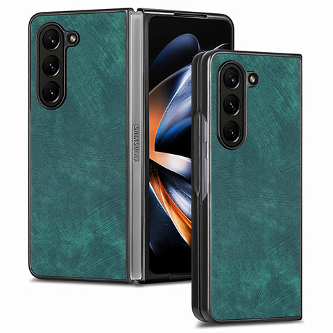 Funda Bumper Lujo Cuero y Plastico Mate Carcasa SD3 para Samsung Galaxy Z Fold5 5G Verde