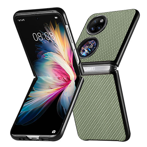 Funda Bumper Lujo Cuero y Plastico Mate Carcasa SD5 para Huawei P50 Pocket Verde