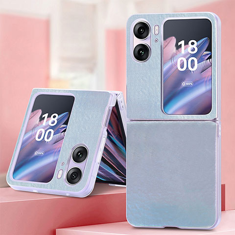 Funda Bumper Lujo Cuero y Plastico Mate Carcasa SD6 para Oppo Find N2 Flip 5G Azul Claro