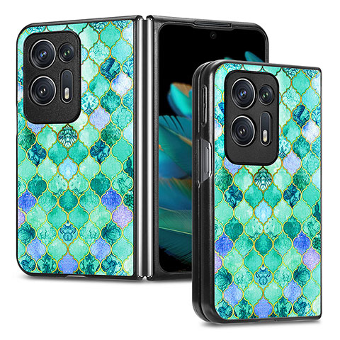 Funda Bumper Lujo Cuero y Plastico Mate Carcasa SD7 para Oppo Find N2 5G Verde