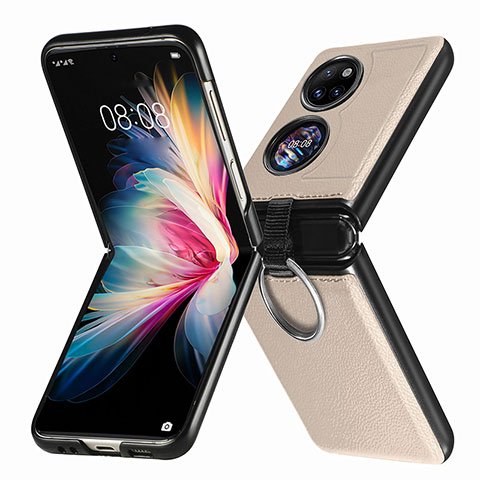 Funda Bumper Lujo Cuero y Plastico Mate Carcasa SD8 para Huawei Pocket S Caqui