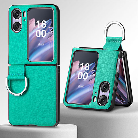 Funda Bumper Lujo Cuero y Plastico Mate Carcasa SD8 para Oppo Find N2 Flip 5G Verde