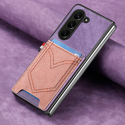 Funda Bumper Lujo Cuero y Plastico Mate Carcasa SD8 para Samsung Galaxy Z Fold5 5G Morado