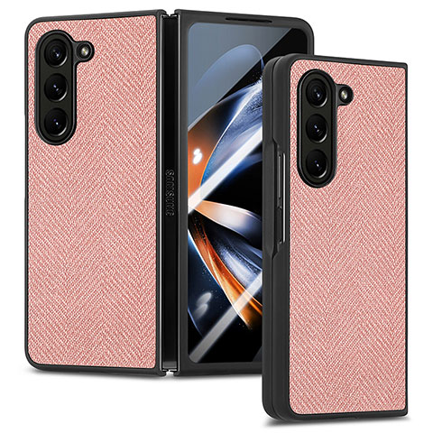 Funda Bumper Lujo Cuero y Plastico Mate Carcasa SD9 para Samsung Galaxy Z Fold5 5G Rosa